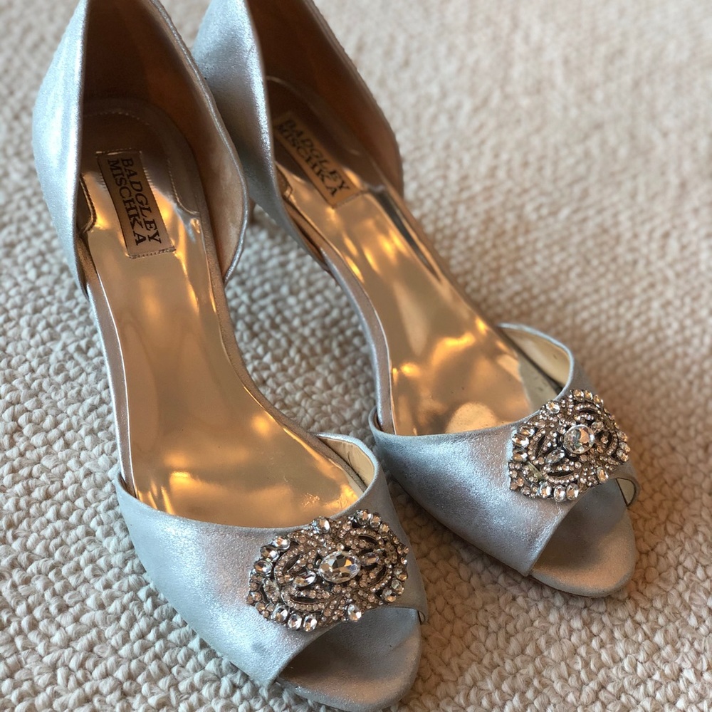 Badgley Mischka Silver Wedding Heels